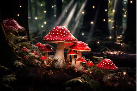 Colorful amanita muscaria. Generate, a Nature Photo by Ylivdesign