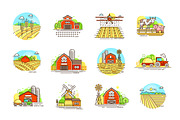 Farm icons and farming fields, an Outline Icon by Bezvershenko (Thumbnail 7 of 8)