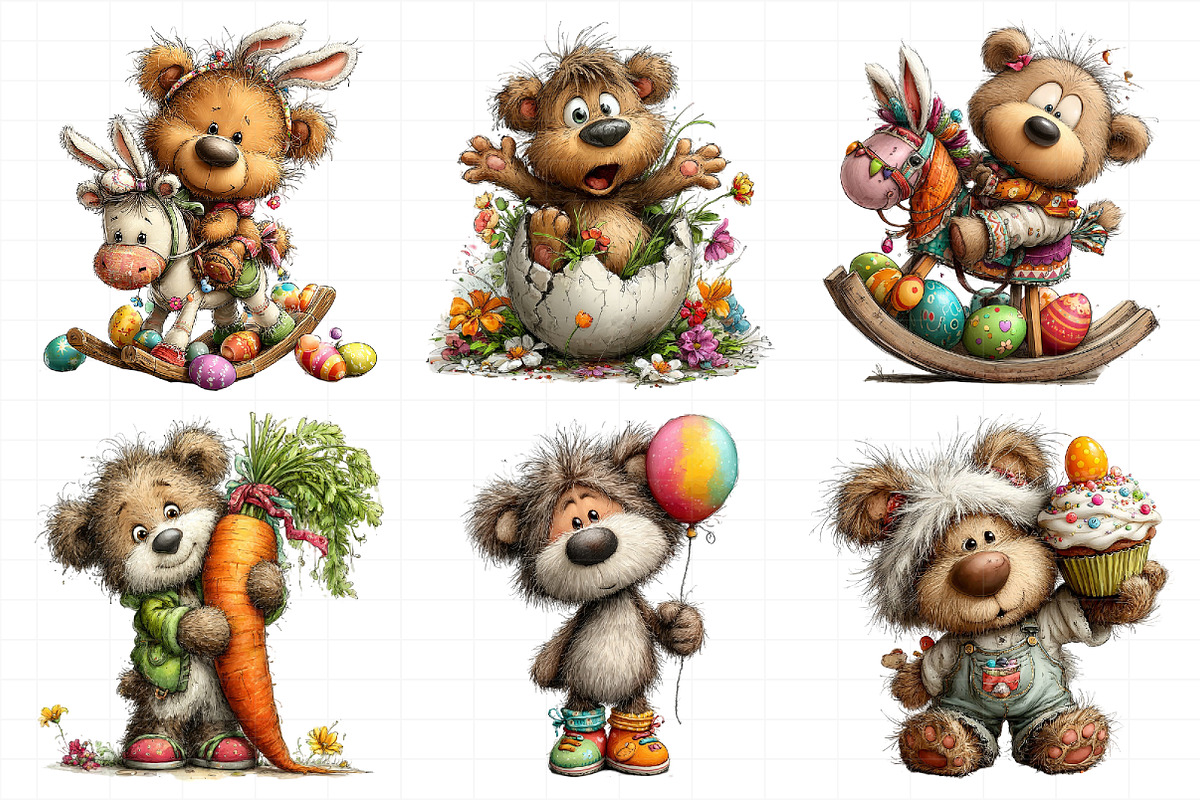 Whimsical Easter Teddy Bear Clipart, an Illustration by Daily.Designs (Photo 6 of 8)