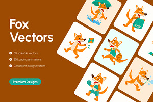 80 Fox Vector Bundle, an Animal Illustration by Brickclay