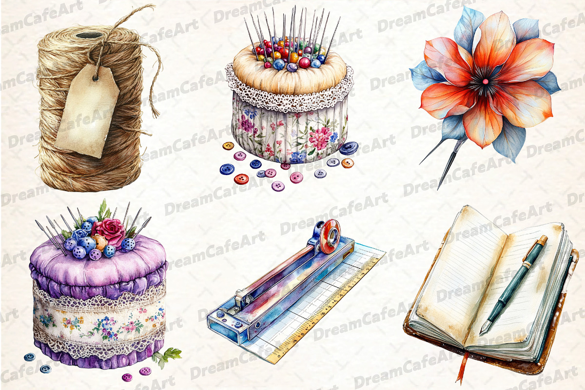 Watercolor Craft Clipart, Crafting, an Illustration by DreamCafeArt (Photo 2 of 7)