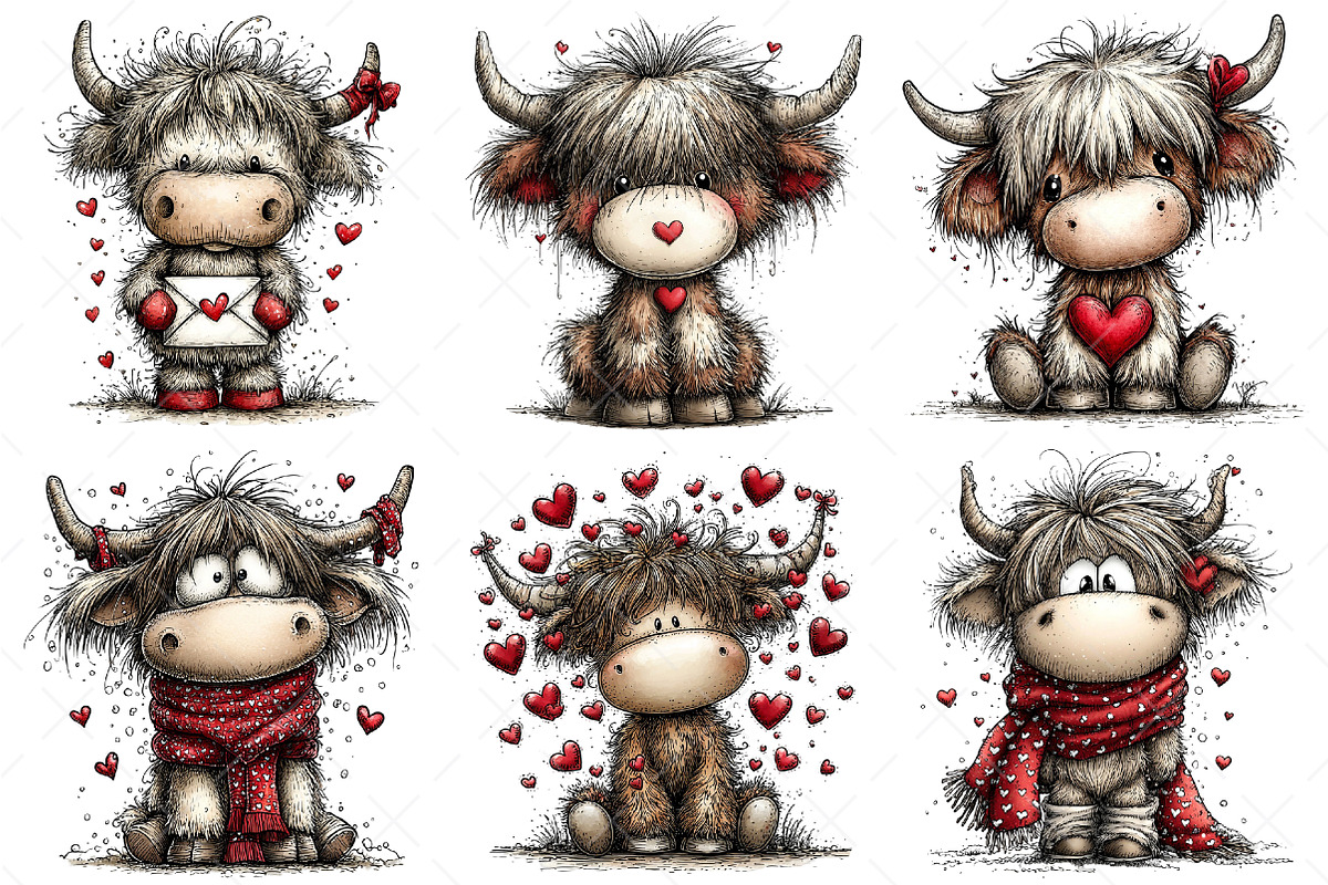 Highland Cow Valentine Clipart Png, an Illustration by Craft Nest (Photo 8 of 11)