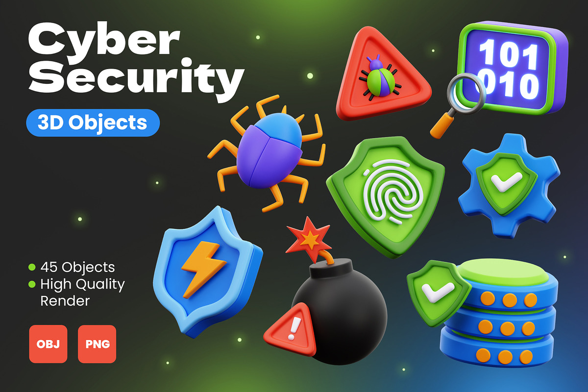Cyber Security 3D Icons, an Object 3D Model by Rakata Studio (Photo 1 of 7)