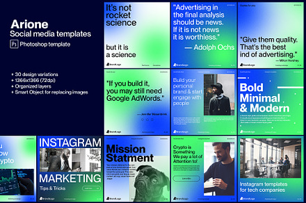 Arione Instagram template pack, a Social Media Template by MindMuse