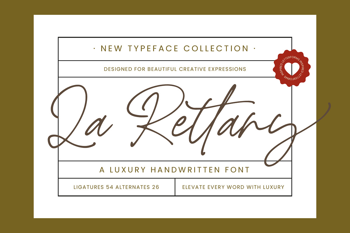 La Rettany Luxury Handwritten Font, a Script Font by Letterena Studios Script (Photo 1 of 10)