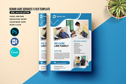 Senior Care / Elderly Care  Flyer, a Flyer Template by retrographix