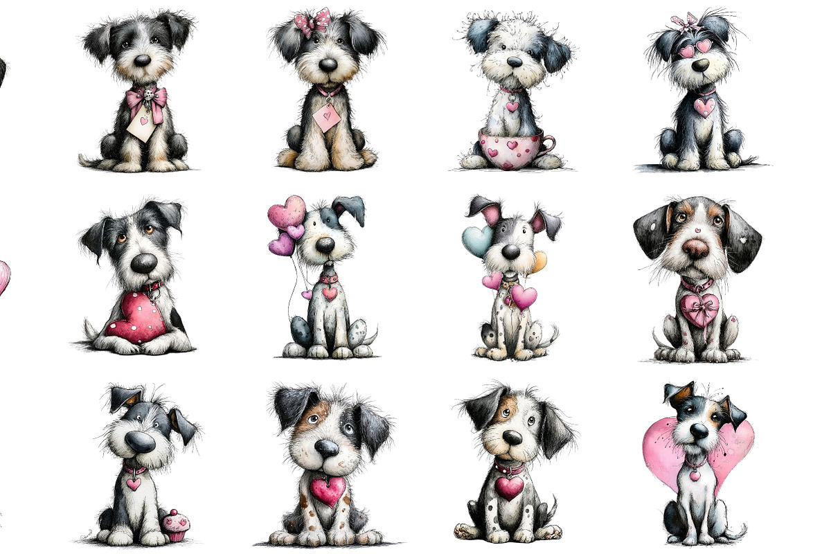 Watercolor Valentines Dog Clipart, an Illustration by DreamArtGraphic (Photo 2 of 4)