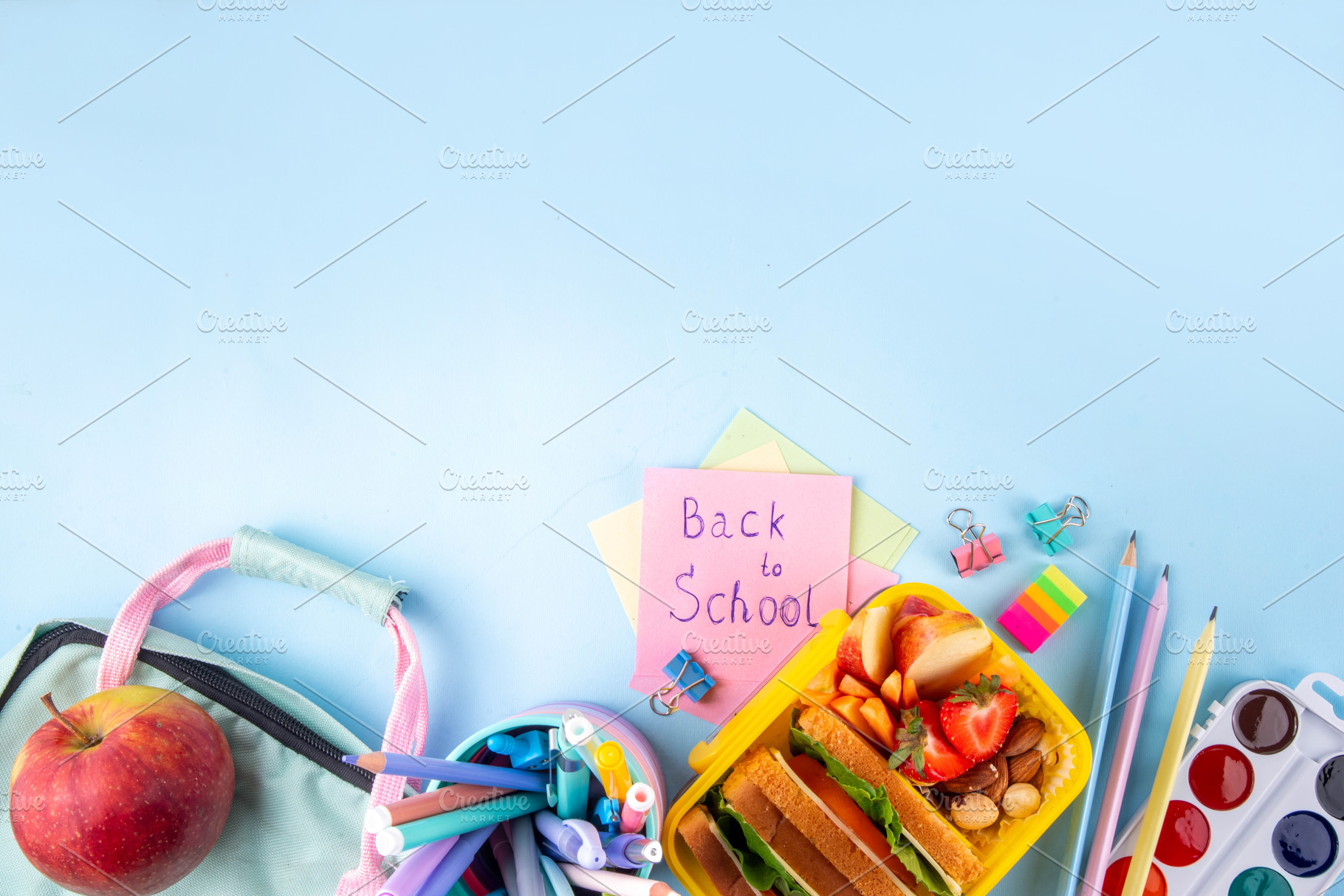 Back to school. Healthy school meal background, a Food & Drink Photo by Rimma