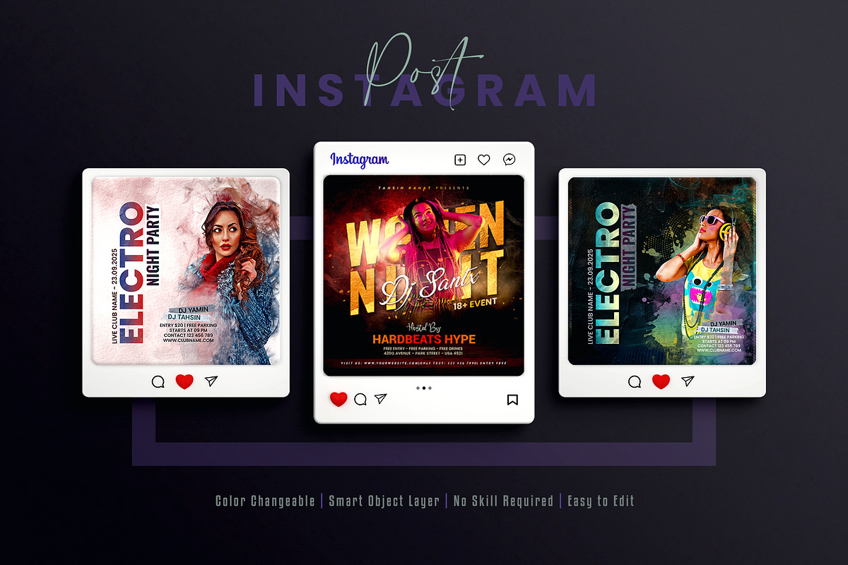 Night Party Social Media Post Bundle, a Social Media Template by Creative_View (Photo 5 of 8)