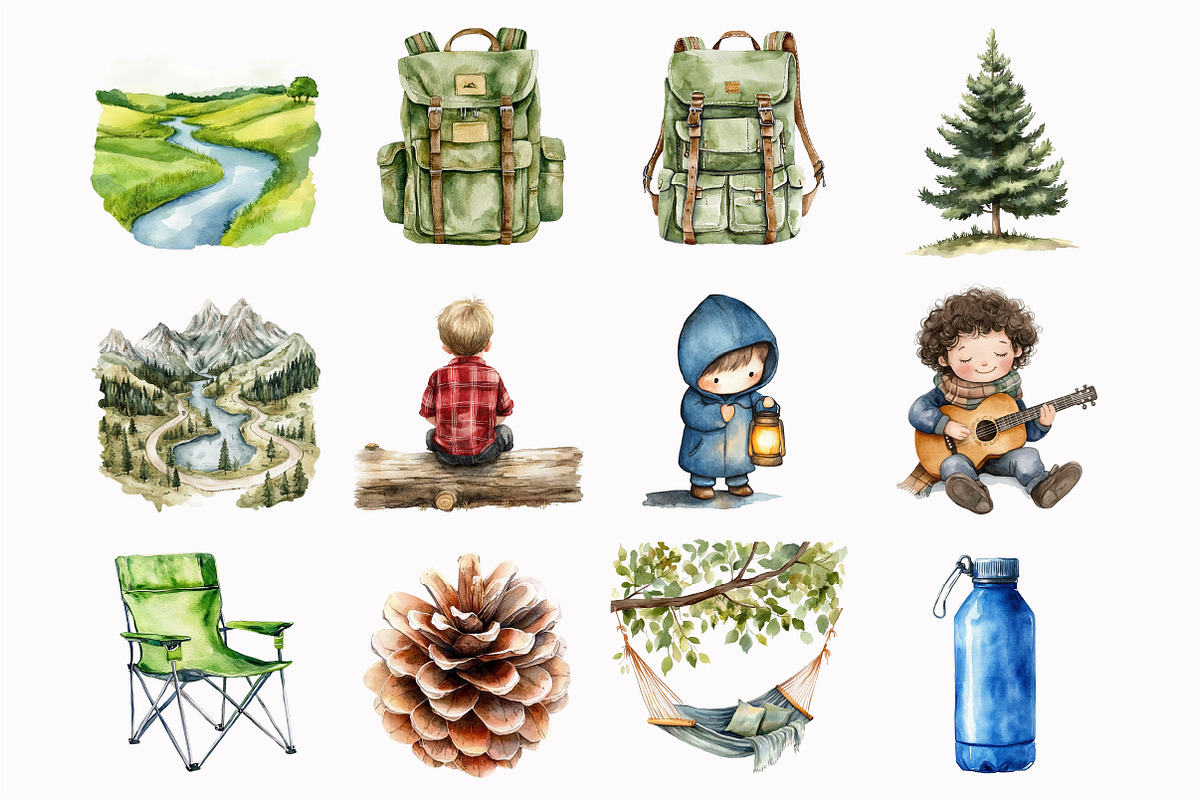 Camping Clipart Bundle, an Illustration by Design Market (Photo 2 of 5)