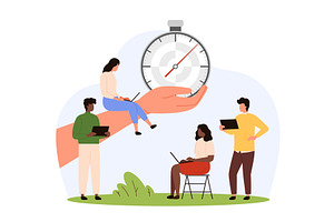 Time management, human hand holding, a Person Illustration by Flashvector