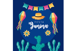 festa junina lettering poster, an Illustration by studiogstock