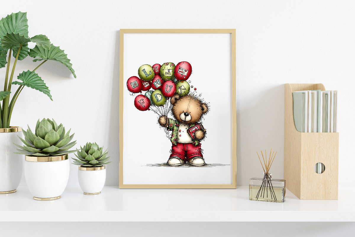 Whimsical Teddy Balloons Clipart, an Illustration by Canvas Craft (Photo 4 of 6)