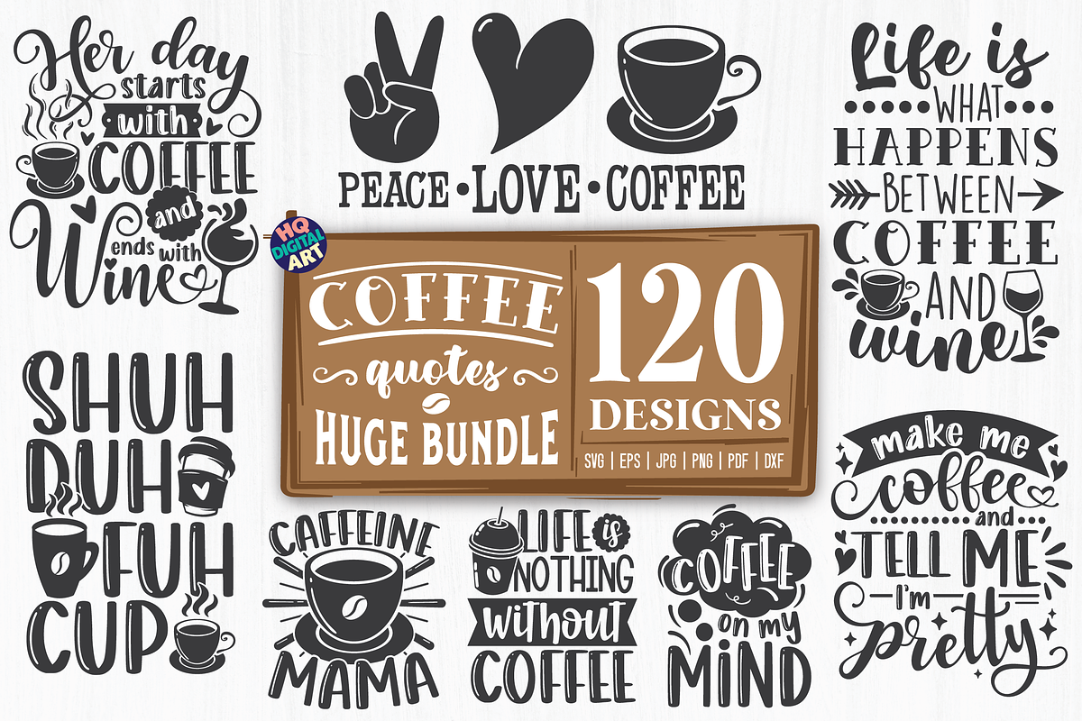 Huge Coffee SVG Bundle, a Food Illustration by HQDigitalArt (Photo 8 of 15)