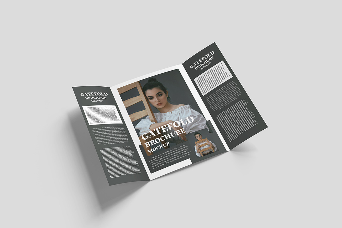 Gatefold Brochure Mockup, an Advertising Mockup by Indah (Photo 5 of 6)