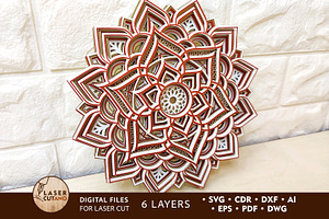 Mandala Multilayer Wall Art Cut File