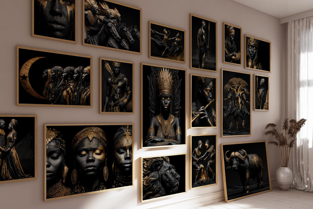 Golden Midas Africa Wall Art Set, a Decorative Illustration by PrintablesByFranklyn (Photo 1 of 10)