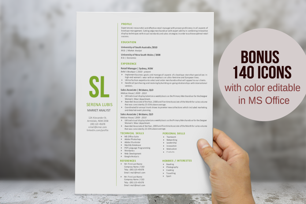 2 in 1 simple initial Word resume, a Resume Template by Inkpower