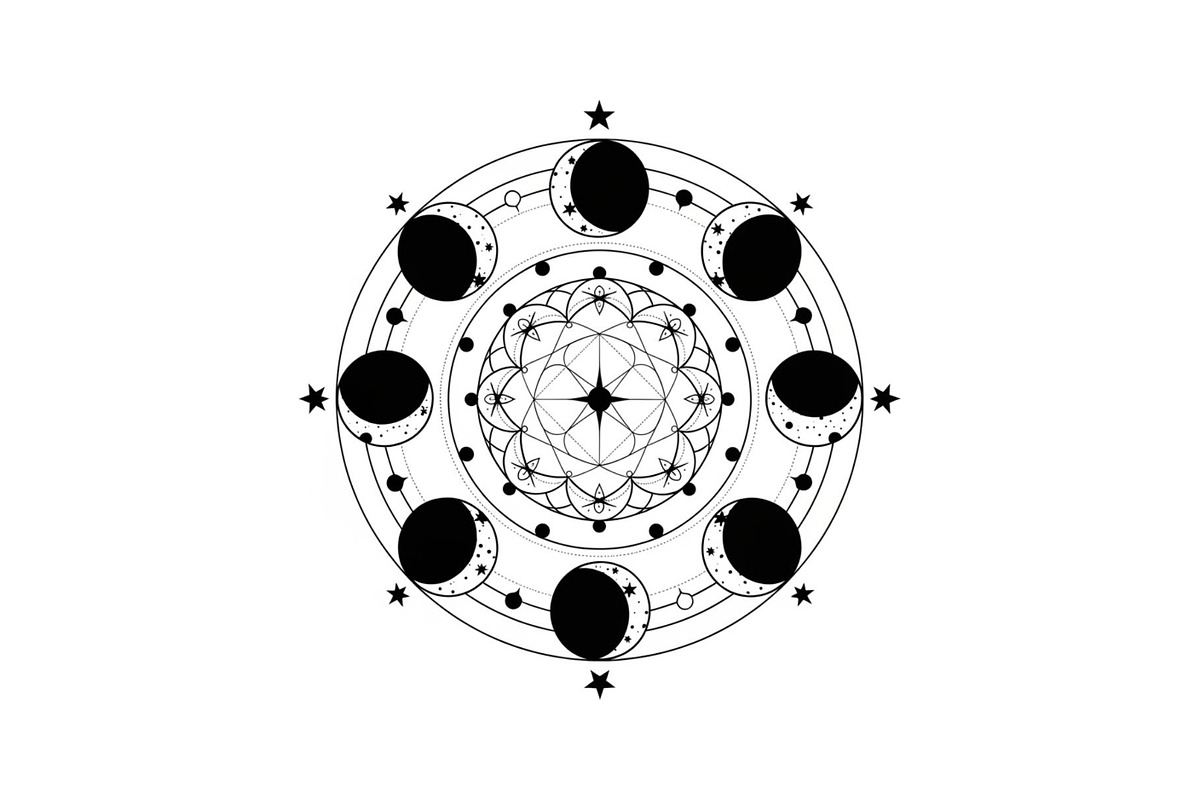 Moon Phase Mandala SVG Bundle, an Illustration by yasushie (Photo 28 of 31)