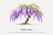 100 watercolor floral trees clip art, a Seasonal Illustration by Poppy Lane Studio (Thumbnail 4 of 12)