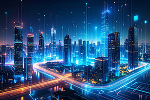 Smart city concept digital composition, a Technology Photo by DanFLCreativo
