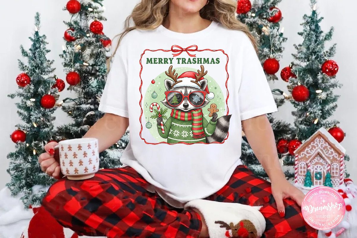 Merry Trashmas Raccoon Gift PNG, an Illustration by CreationArt (Photo 3 of 4)
