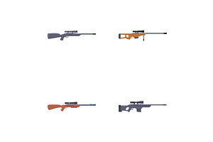 Winchester Rifle Icons Set Cartoon