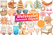 Watercolor Summer Clipart, an Illustration by Libby Wishes (Thumbnail 1 of 8)