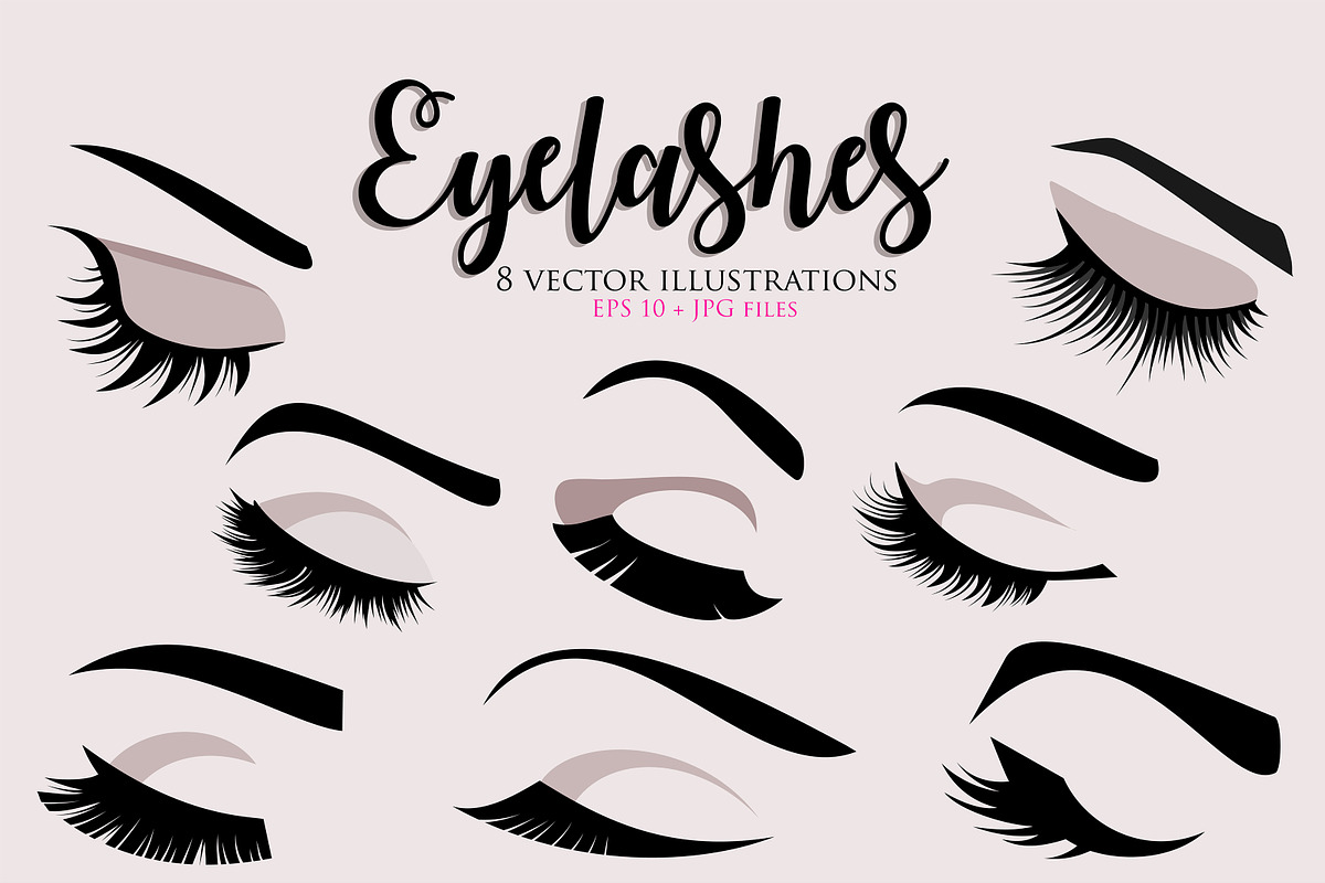 Eyelashes 8 vector illustrations, an Illustration by esylvia (Photo 1 of 2)