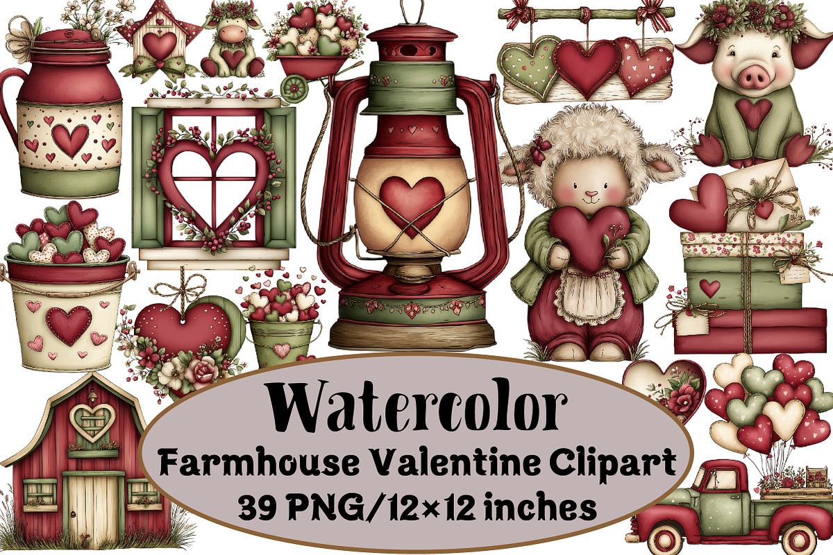 Farmhouse Valentine Clipart, an Illustration by Design Market (Photo 1 of 3)