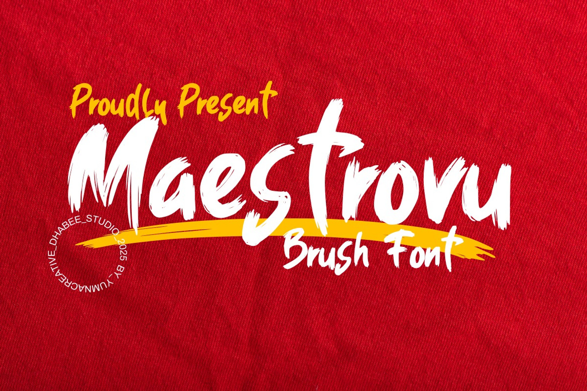 Maestrovu - Brush Font, a Handwritten Font by Dhabee (Photo 1 of 15)