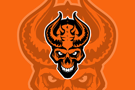 Set of demons skull with horns.