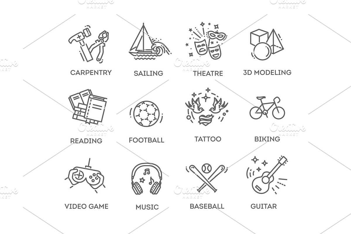Hobbies and Interest Icons, an Object Graphic by Tettygreen (Photo 3 of 4)