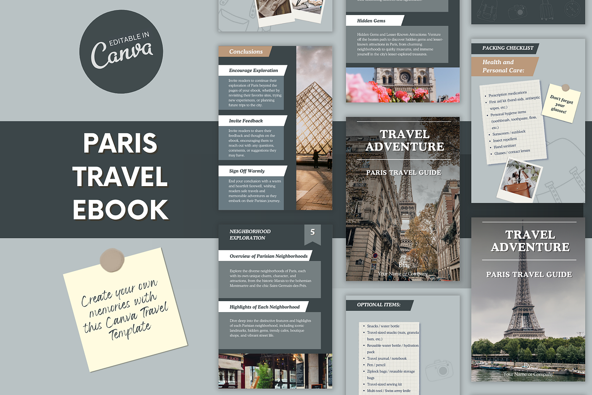 Travel Ebook Canva Editable Template, a Presentation Template by PaolaroiDesign (Photo 3 of 5)