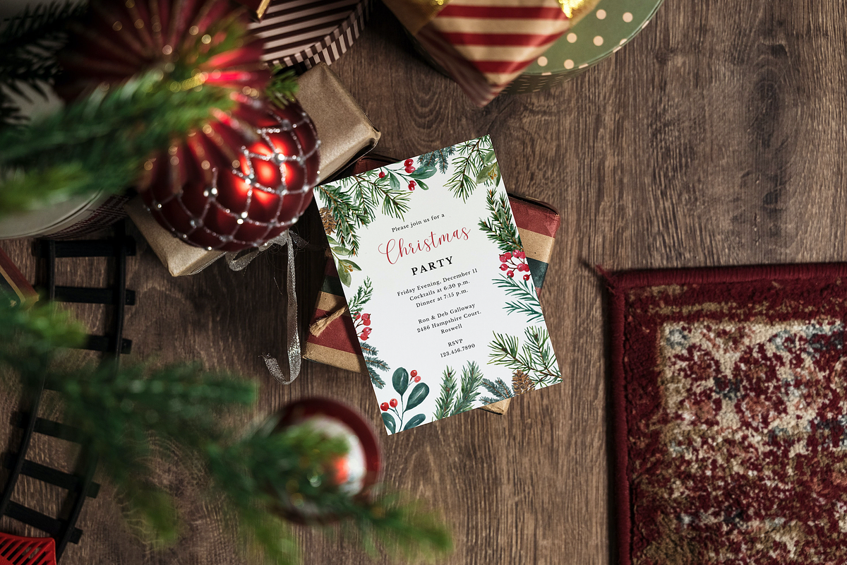 Editable Christmas Party Invitation, an Invitation Template by ForeverPrint (Photo 6 of 9)