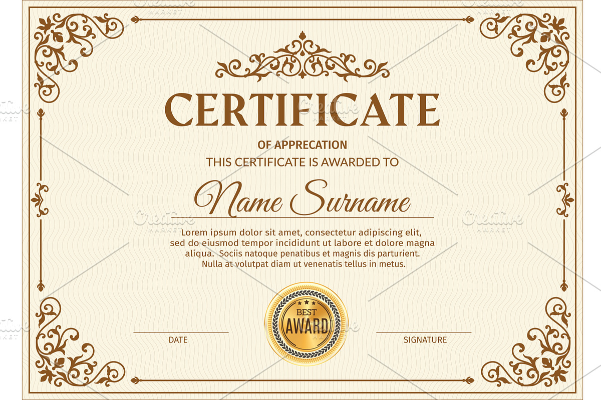 Diploma award certificate, an Illustration by Vector Tradition