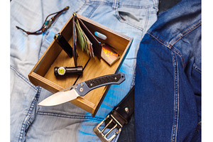 Pocket knife and men's attributes, an Industrial Photo by Stockphoto by vzwer
