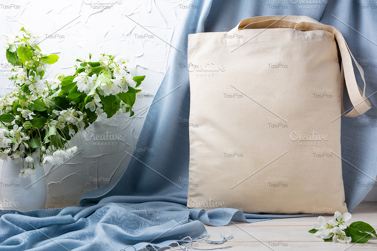 Tote bag mockup with apple blossom, a Beauty & Fashion Photo by TasiPas (Photo 3 of 4)