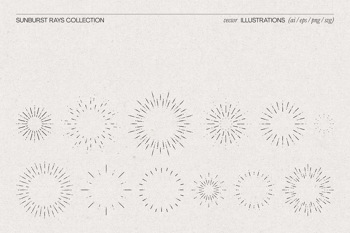 Vintage Sunburst Rays Collection, a Decorative Illustration by TheMountBirdStudio (Photo 5 of 5)