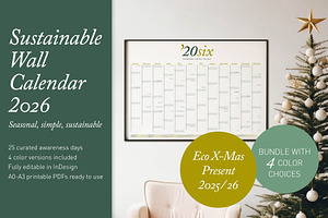 2026 Eco Wall Calendar Template, a Poster Template by Elibee