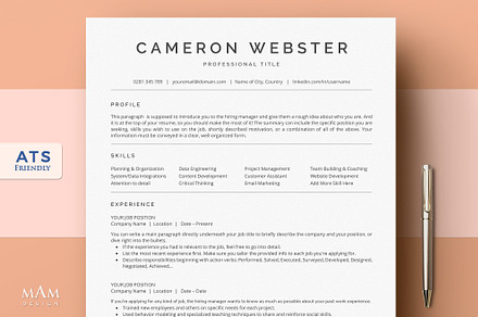 Modern ATS Resume Template, a Resume Template by MAM Design