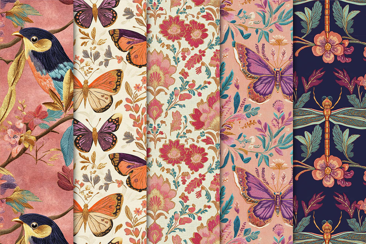Wild Floral & Fauna Pattern Set, a Pattern Graphic by Maishop