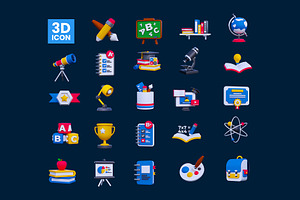 3D Education Icon Pack