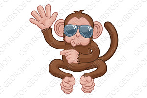 Monkey Sunglasses Cartoon Animal, an Animal Illustration by Christos Georghiou