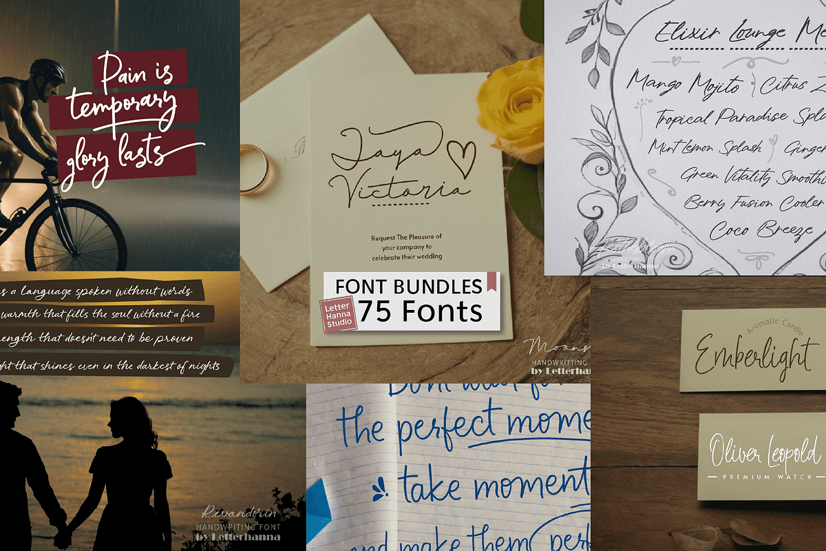 Mega 75 Handwriting Font Bundle, a Handwritten Font by Letterhanna Studio (Photo 3 of 9)
