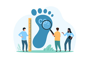 Carbon dioxide footprint pollution, a Person Illustration by Flashvector