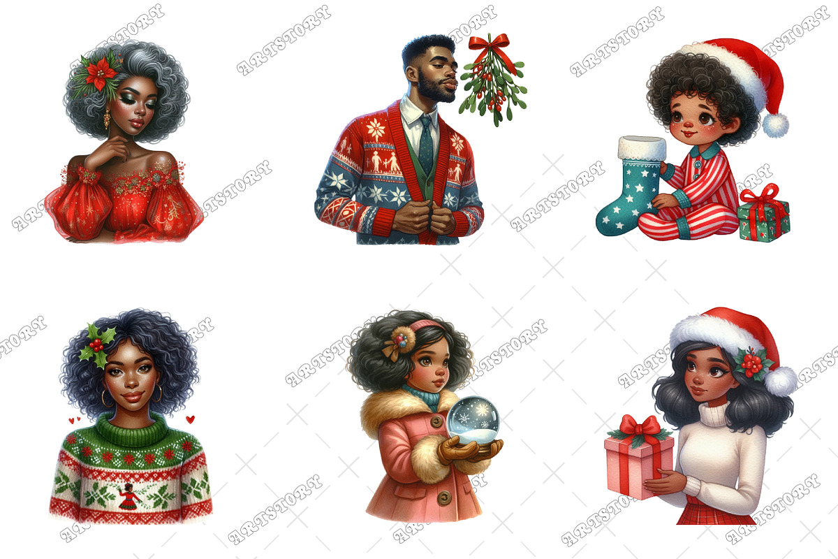 Christmas African American Clipart, an Illustration by designcity5 (Photo 3 of 5)