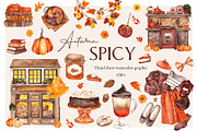 Autumn Spicy.Hand draw watercolor, an Object Graphic by ma_i_vi (Thumbnail 1 of 10)