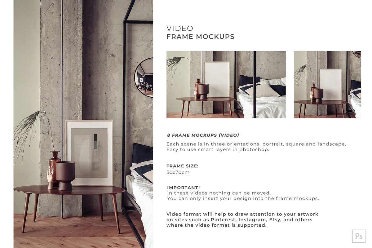 Video&Photo Frame mockups. Interior, a Print Template by Una Matison (Photo 20 of 22)