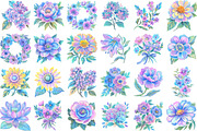 Pastel Floral Clipart Set, an Illustration by designcity5 (Thumbnail 2 of 5)